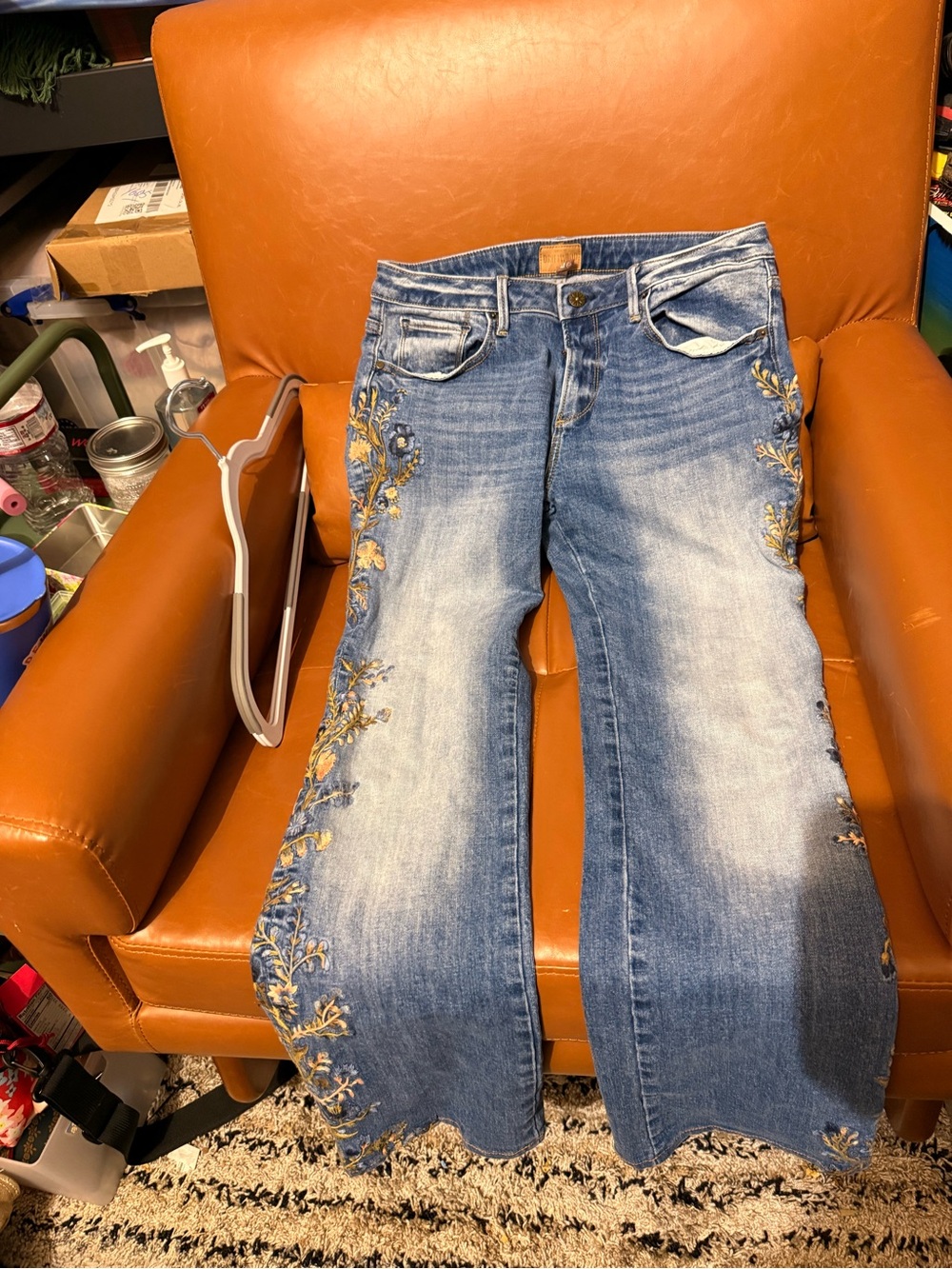 DRIFTWOOD Blue Embroidered Wide Leg Jeans